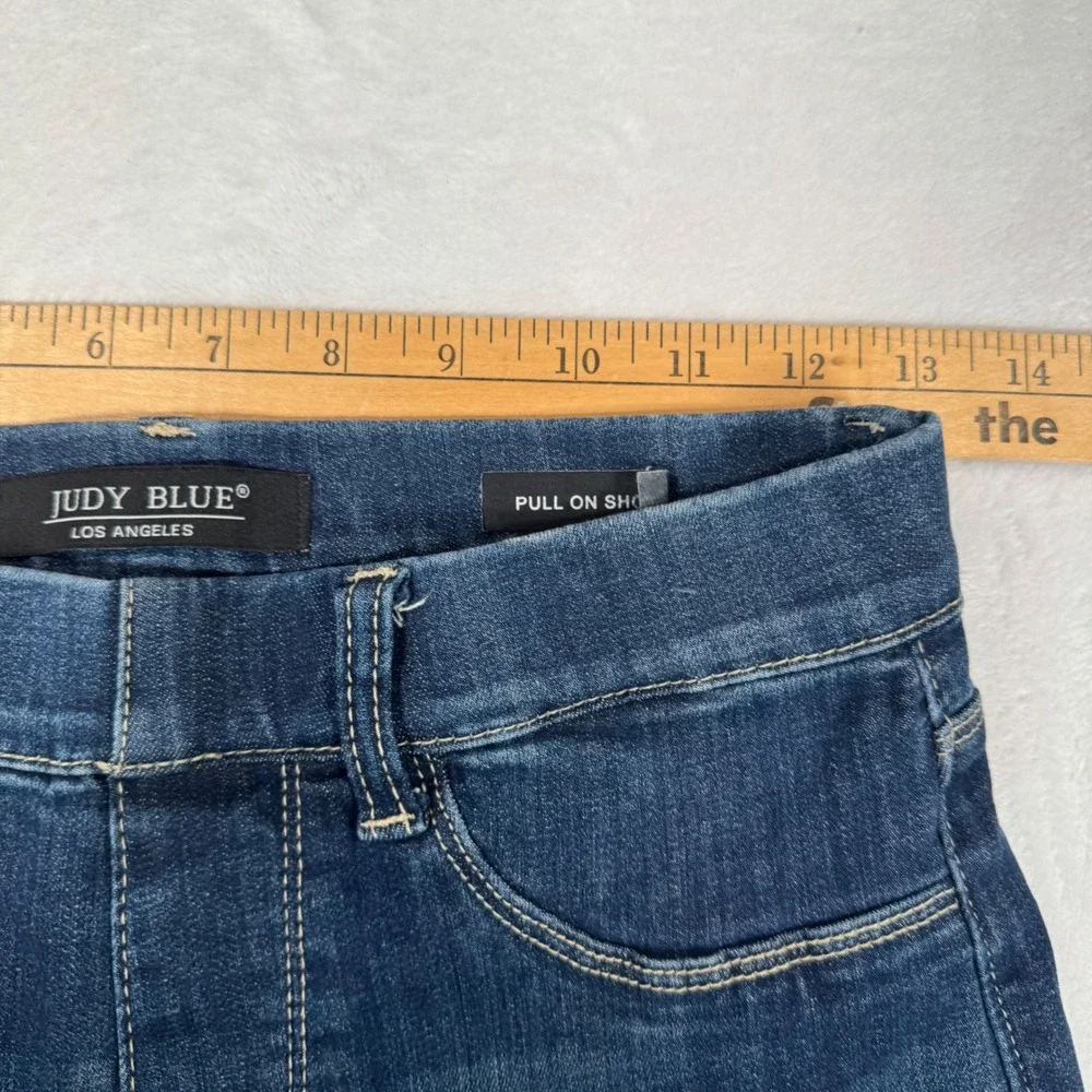 Judy Blue Dark Wash Pull On Cuffed Denim Shorts Small S JB150139 | Hi Waist Jean